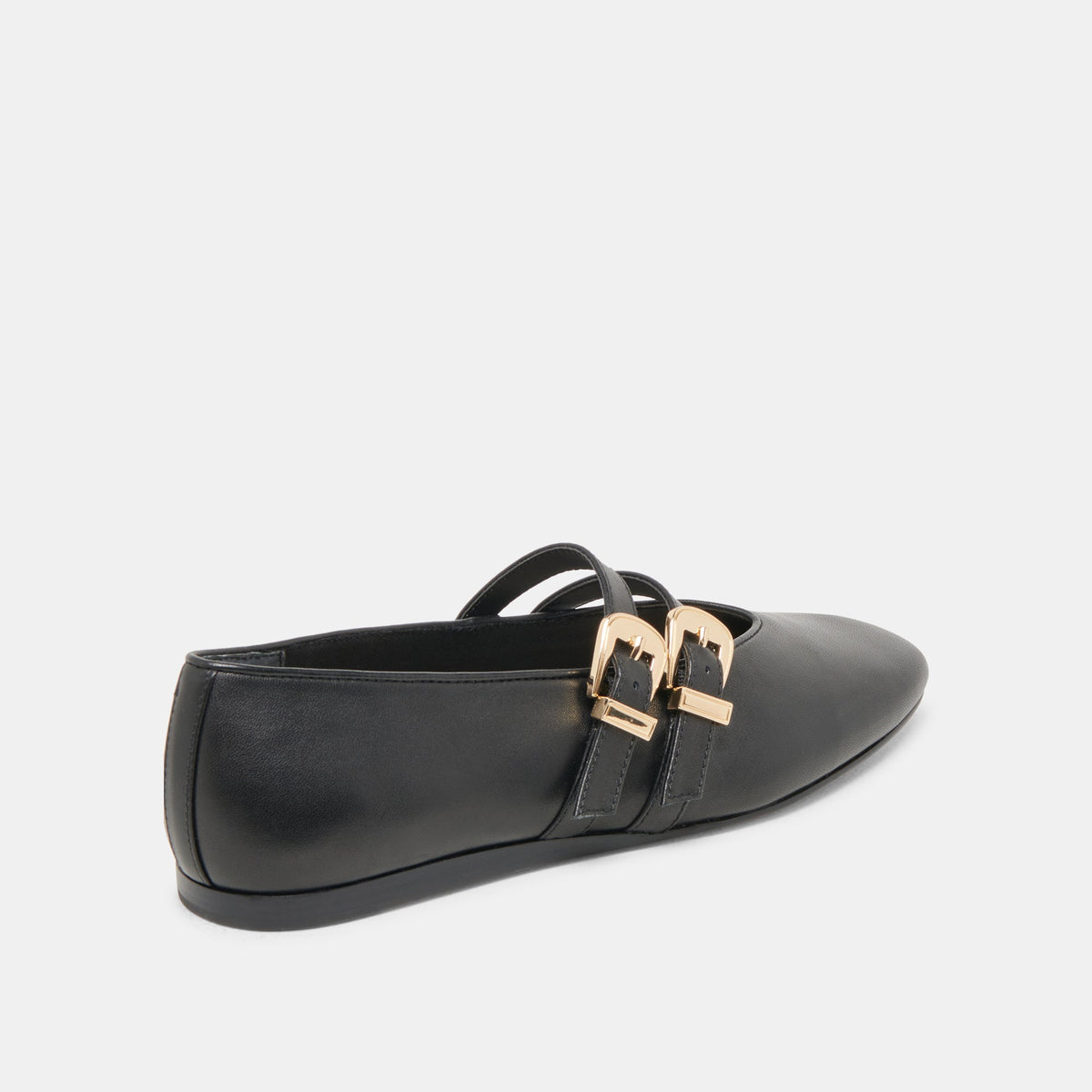BAYLEE WIDE BALLET FLATS BLACK LEATHER | Dolce Vita