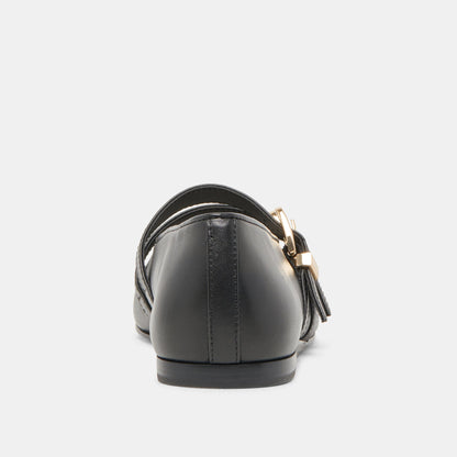 BAYLEE WIDE BALLET FLATS BLACK LEATHER | Dolce Vita