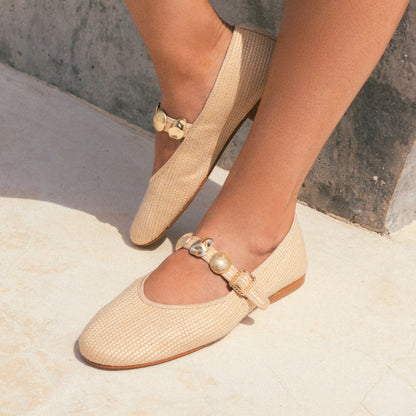 RELAN BALLET FLATS LT NATURAL RAFFIA | Dolce Vita