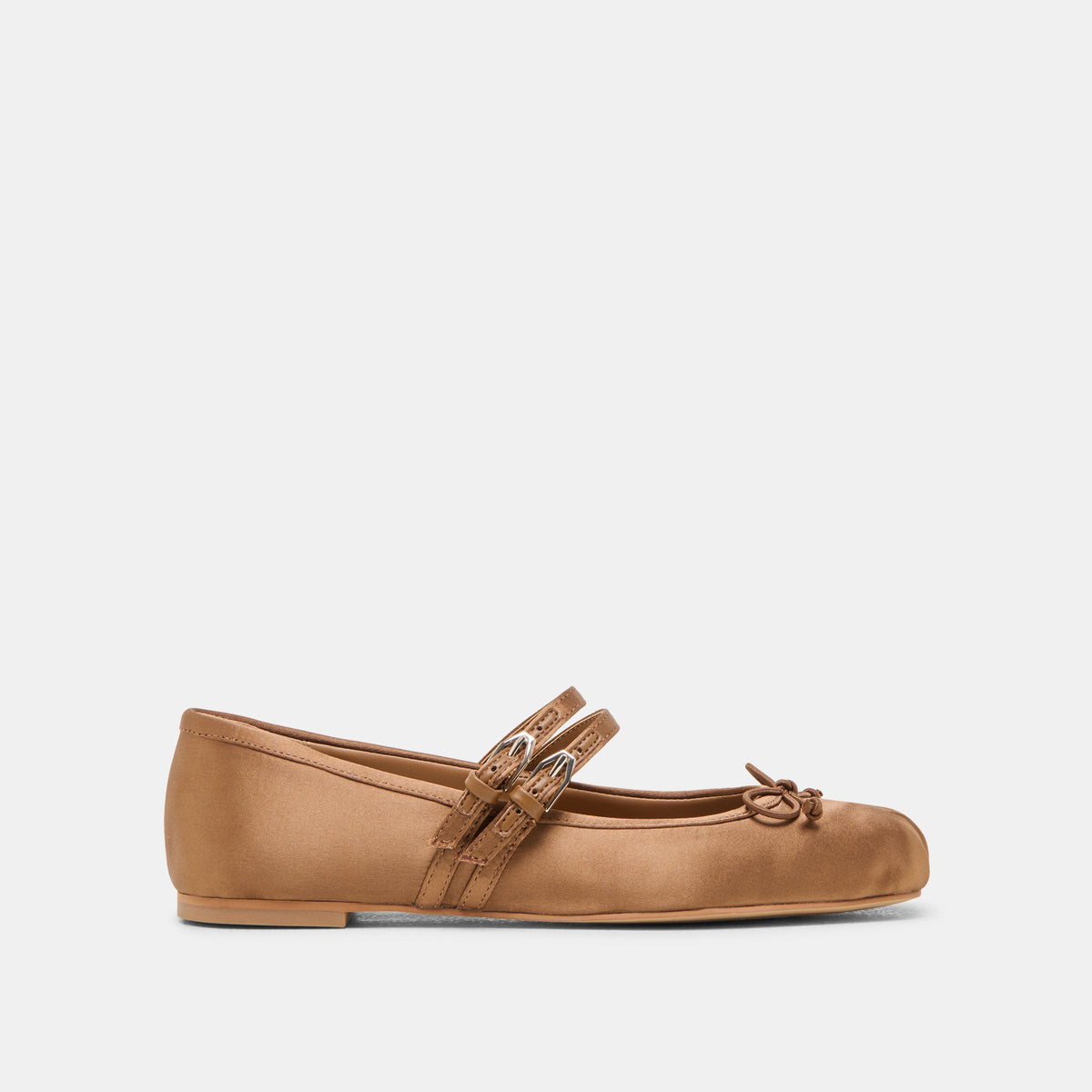 Gibsen Mid Brown Satin Ballet Flats | Dolce Vita