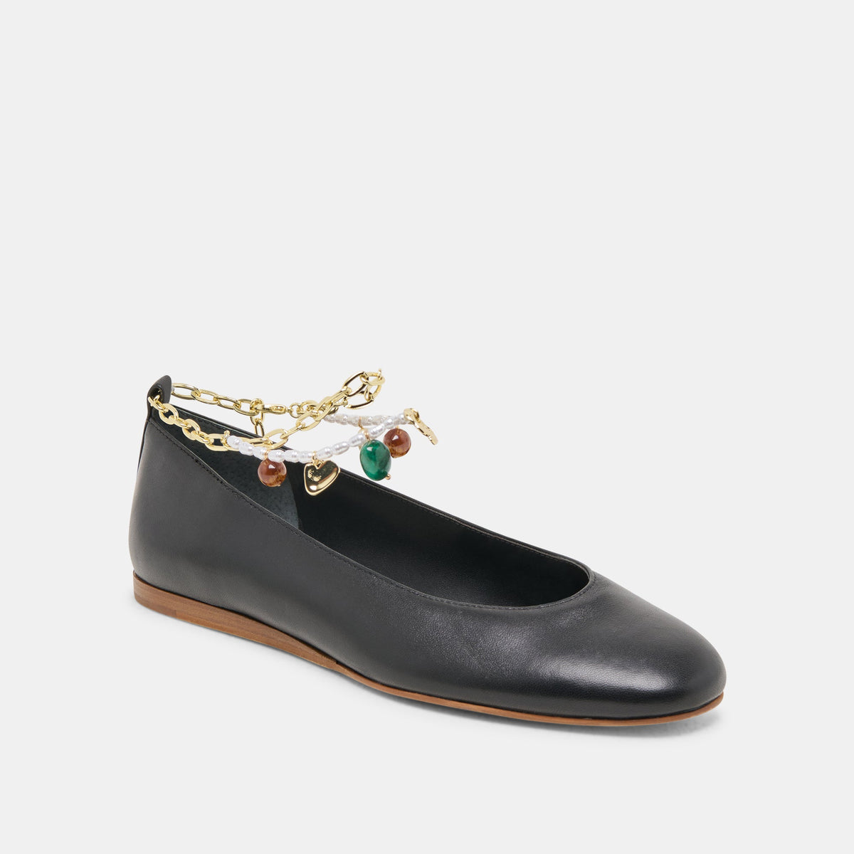 Baiden Black Leather Ballet Flats | Dolce Vita