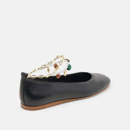 Baiden Black Leather Ballet Flats | Dolce Vita