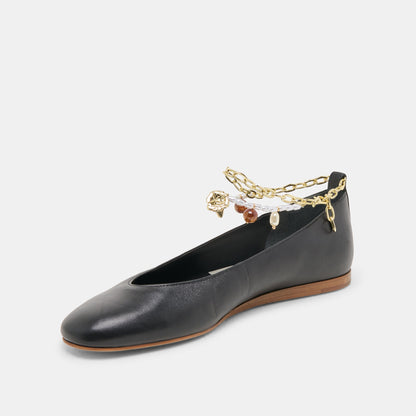 Baiden Black Leather Ballet Flats | Dolce Vita