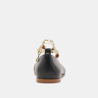 Baiden Black Leather Ballet Flats | Dolce Vita