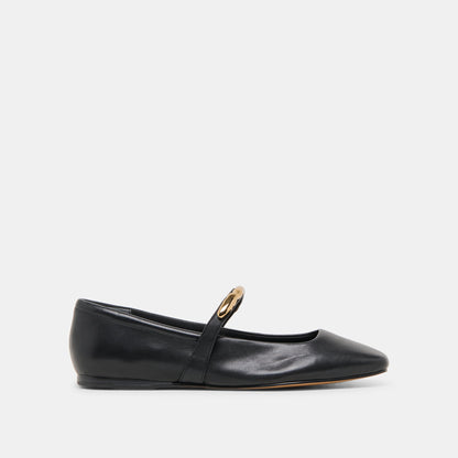 RADYA BALLET FLATS BLACK LEATHER | Dolce Vita
