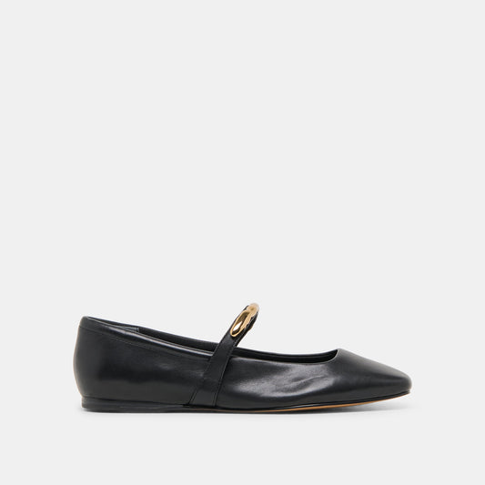 RADYA BALLET FLATS BLACK LEATHER | Dolce Vita