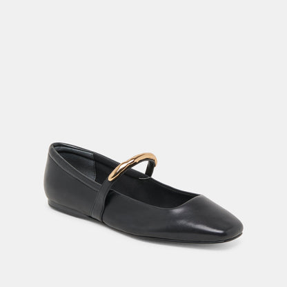 RADYA BALLET FLATS BLACK LEATHER | Dolce Vita