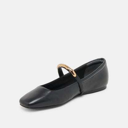 RADYA BALLET FLATS BLACK LEATHER | Dolce Vita