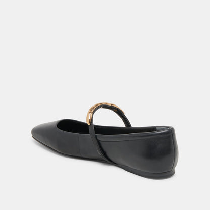 RADYA BALLET FLATS BLACK LEATHER | Dolce Vita
