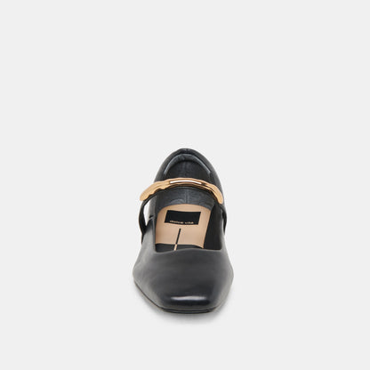 RADYA BALLET FLATS BLACK LEATHER | Dolce Vita