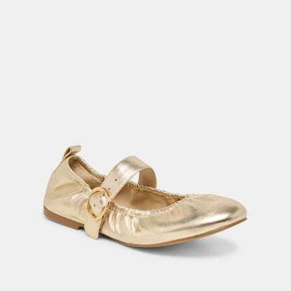 Caely Platinum Leather Ballet Flats | Dolce Vita