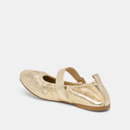 Caely Platinum Leather Ballet Flats | Dolce Vita