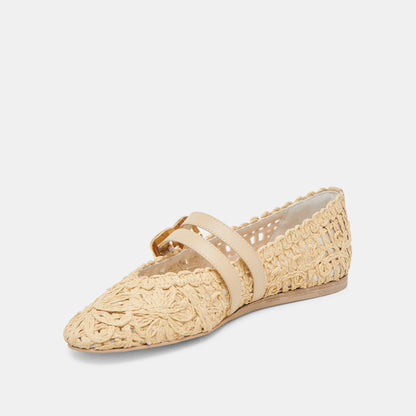 BAYLEE SUNFLOWER BALLET FLATS LT NATURAL MACRAME | Dolce Vita