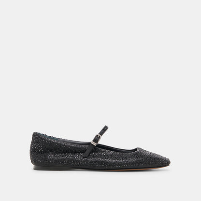 REYES CRYSTAL BALLET FLATS BLACK METALLIC CRYSTAL | Dolce Vita