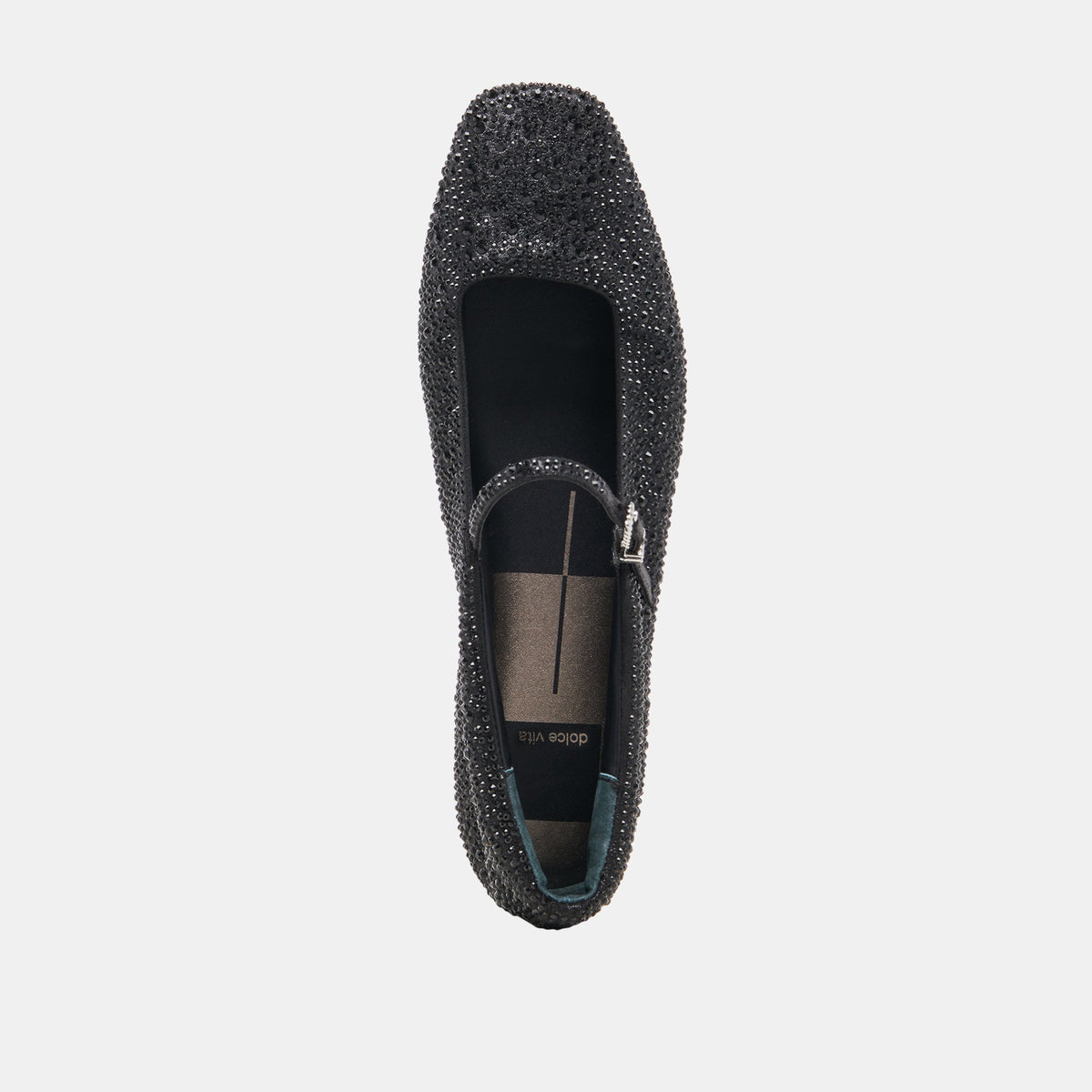REYES CRYSTAL BALLET FLATS BLACK METALLIC CRYSTAL | Dolce Vita