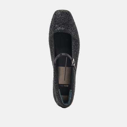 REYES CRYSTAL BALLET FLATS BLACK METALLIC CRYSTAL | Dolce Vita