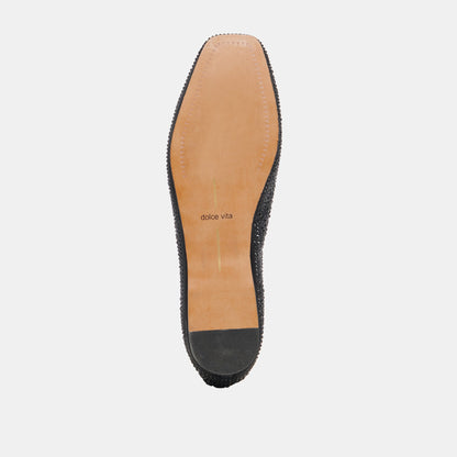 REYES CRYSTAL BALLET FLATS BLACK METALLIC CRYSTAL | Dolce Vita