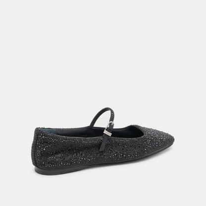 REYES CRYSTAL BALLET FLATS BLACK METALLIC CRYSTAL | Dolce Vita
