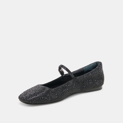 REYES CRYSTAL BALLET FLATS BLACK METALLIC CRYSTAL | Dolce Vita