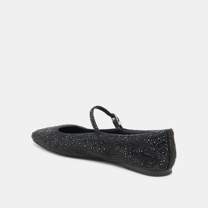 REYES CRYSTAL BALLET FLATS BLACK METALLIC CRYSTAL | Dolce Vita