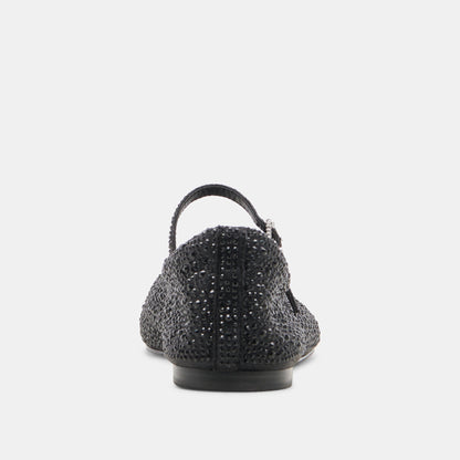 REYES CRYSTAL BALLET FLATS BLACK METALLIC CRYSTAL | Dolce Vita
