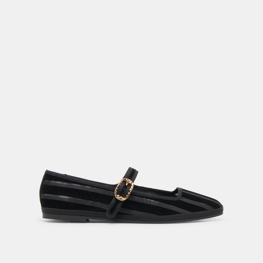 TAMEKA BALLET FLATS BLACK STRIPE MESH | Dolce Vita