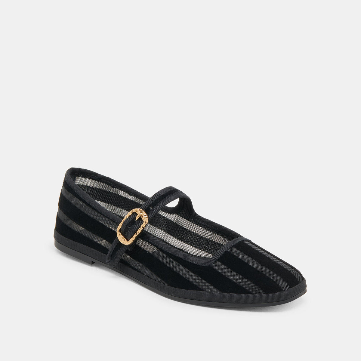TAMEKA BALLET FLATS BLACK STRIPE MESH | Dolce Vita