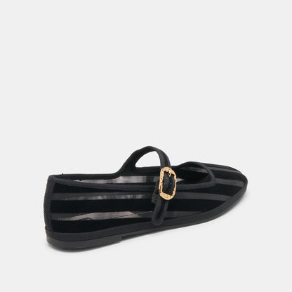 TAMEKA BALLET FLATS BLACK STRIPE MESH | Dolce Vita