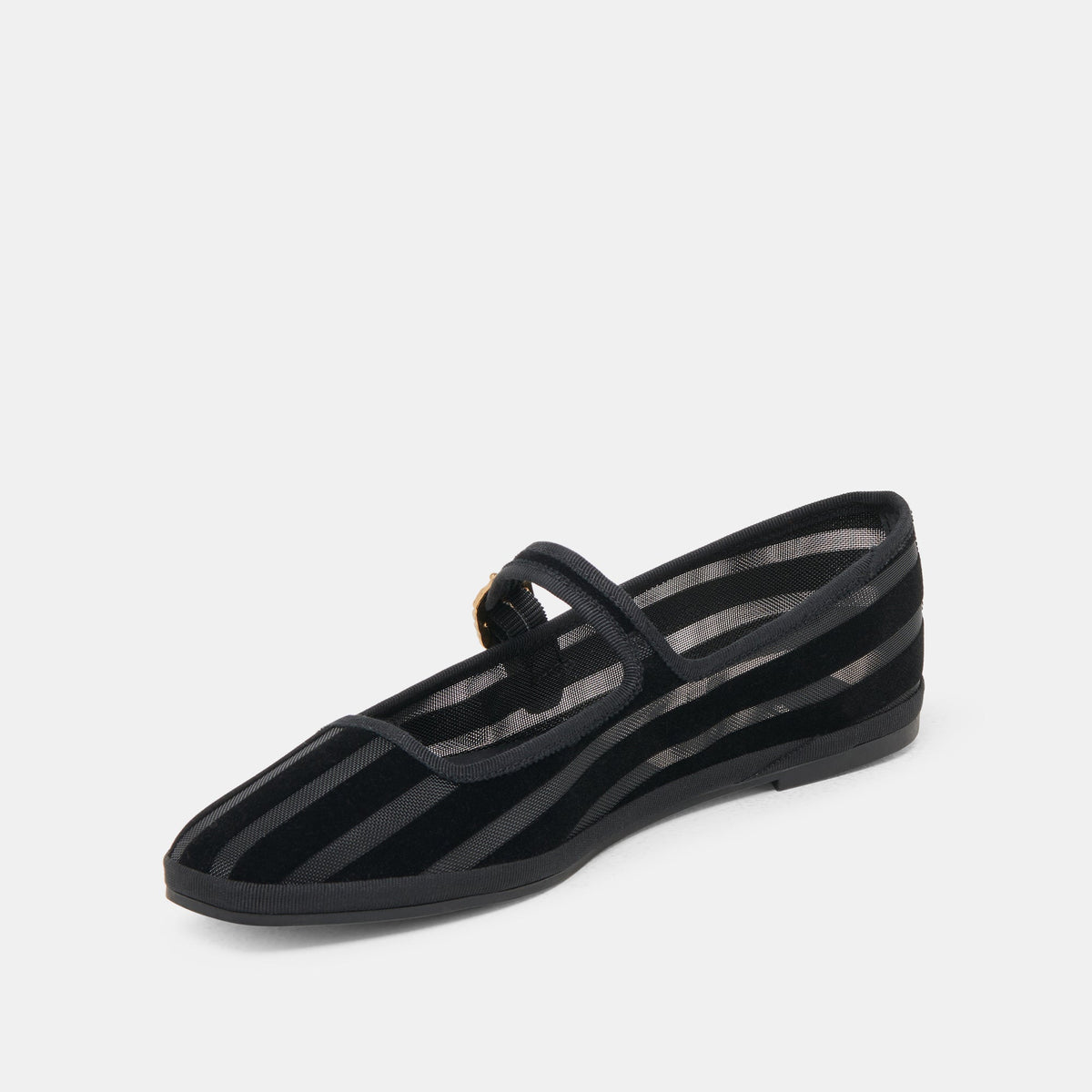TAMEKA BALLET FLATS BLACK STRIPE MESH | Dolce Vita