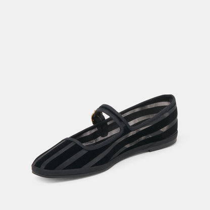 TAMEKA BALLET FLATS BLACK STRIPE MESH | Dolce Vita