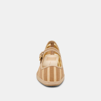 TAMEKA BALLET FLATS TAN STRIPE MESH | Dolce Vita
