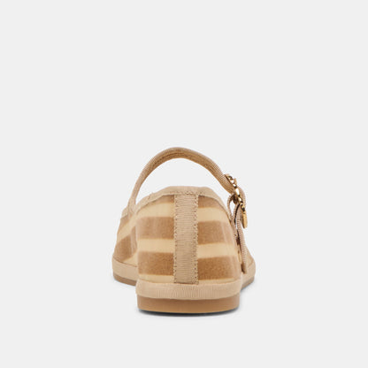 TAMEKA BALLET FLATS TAN STRIPE MESH | Dolce Vita