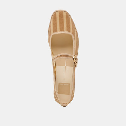 TAMEKA BALLET FLATS TAN STRIPE MESH | Dolce Vita