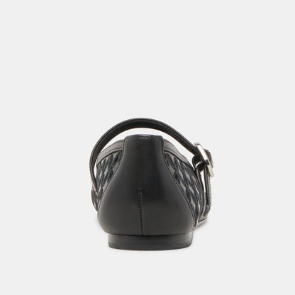 RODNI EYELET PERF BALLET FLATS BLACK LEATHER | Dolce Vita