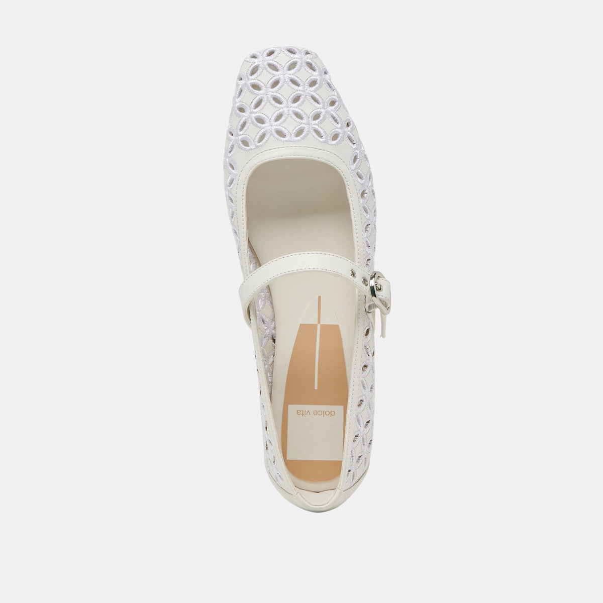 RODNI EYELET PERF BALLET FLATS TRUE WHITE LEATHER | Dolce Vita
