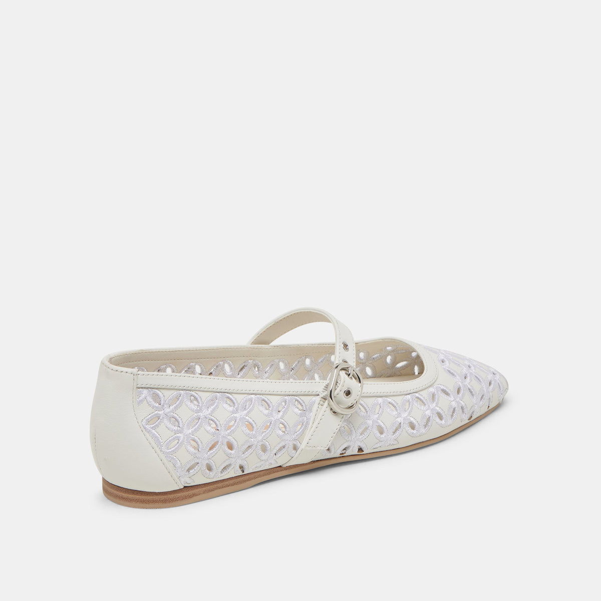 RODNI EYELET PERF BALLET FLATS TRUE WHITE LEATHER | Dolce Vita