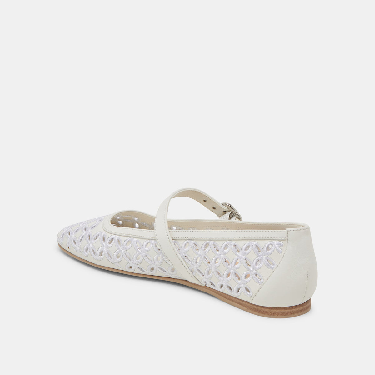 RODNI EYELET PERF BALLET FLATS TRUE WHITE LEATHER | Dolce Vita