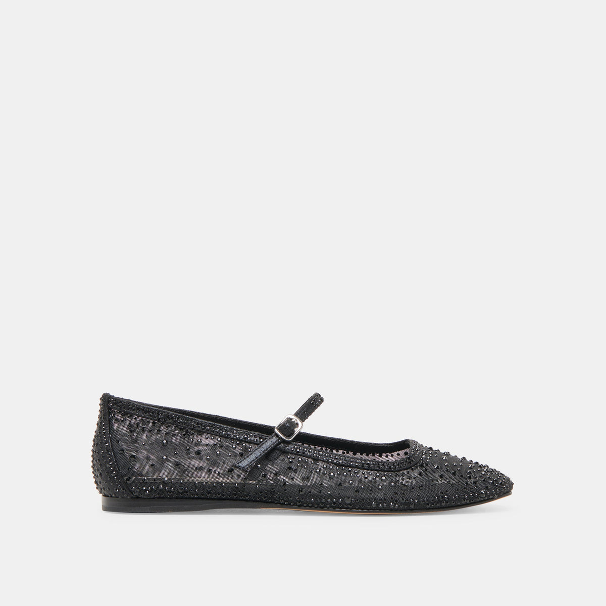 REYES CRYSTAL BALLET FLATS BLACK MESH | Dolce Vita