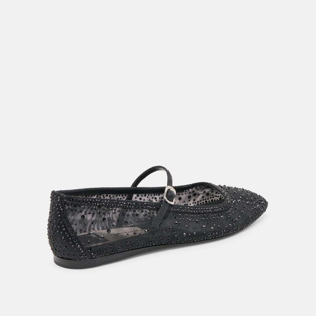 REYES CRYSTAL BALLET FLATS BLACK MESH | Dolce Vita