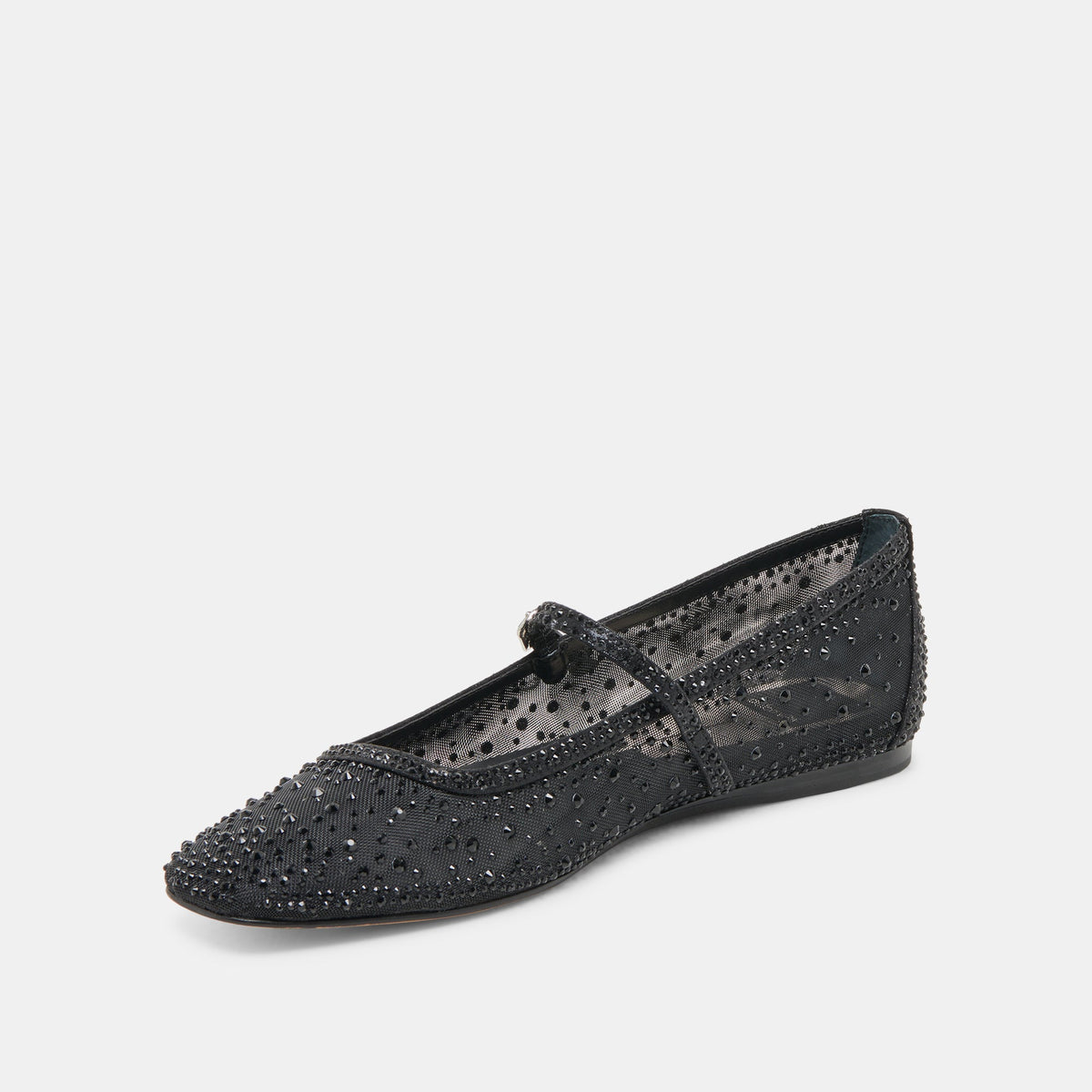 REYES CRYSTAL BALLET FLATS BLACK MESH | Dolce Vita