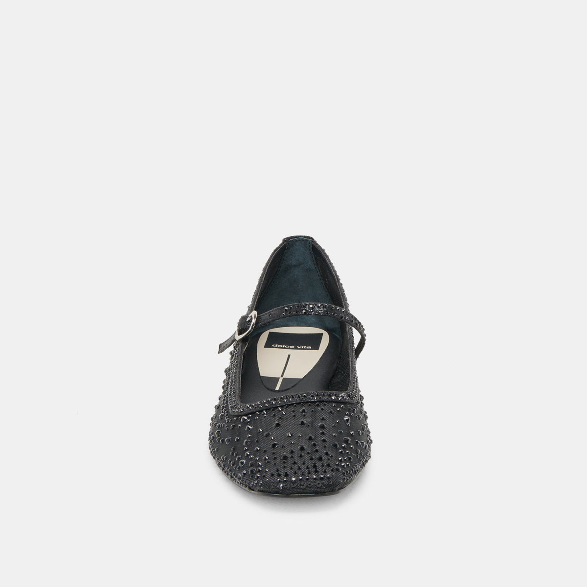 REYES CRYSTAL BALLET FLATS BLACK MESH | Dolce Vita