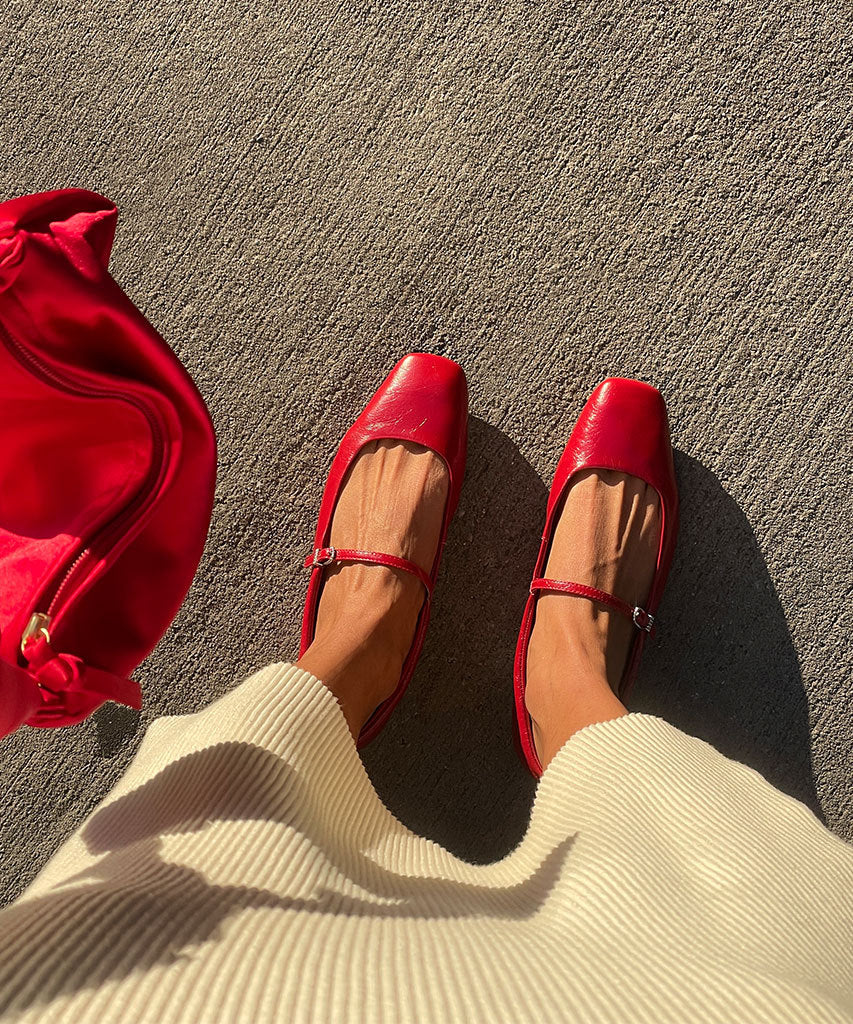 Reyes Ballet Flats Red Crinkle Patent | Dolce Vita