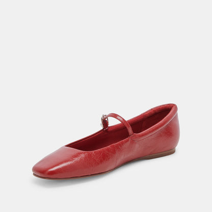 Reyes Ballet Flats Red Crinkle Patent | Dolce Vita