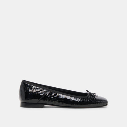 Anisa Ballet Flats NOIR EMBOSSED LEATHER | Dolce Vita
