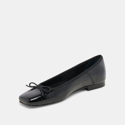 Anisa Ballet Flats NOIR EMBOSSED LEATHER | Dolce Vita