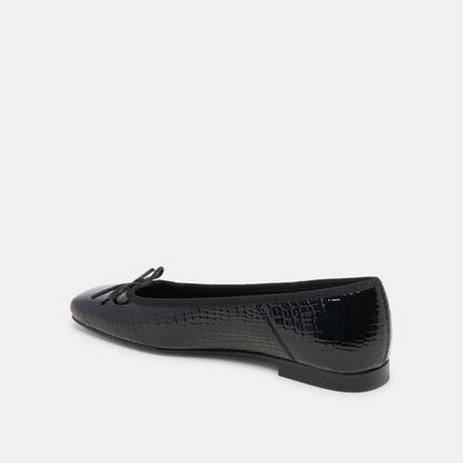 Anisa Ballet Flats NOIR EMBOSSED LEATHER | Dolce Vita