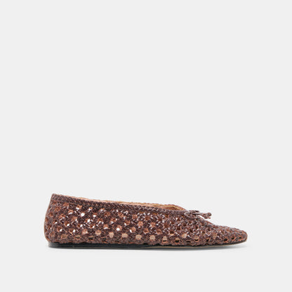 Edda Brown Woven Leather Ballet Flats | Dolce Vita
