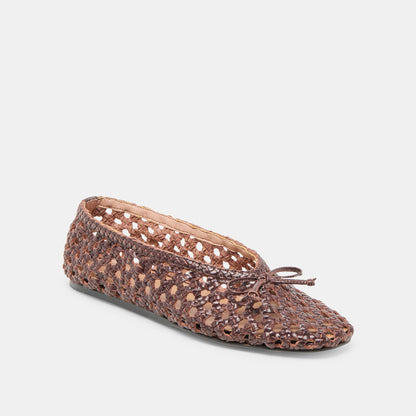 Edda Brown Woven Leather Ballet Flats | Dolce Vita