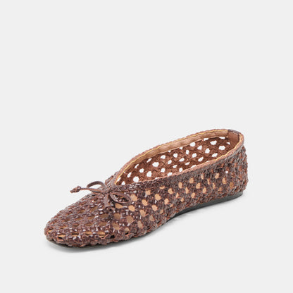 Edda Brown Woven Leather Ballet Flats | Dolce Vita