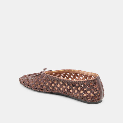 Edda Brown Woven Leather Ballet Flats | Dolce Vita